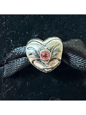 Sterling Silver Heart Charm Bead with Pink Stone – Fits Pandora Bracelets